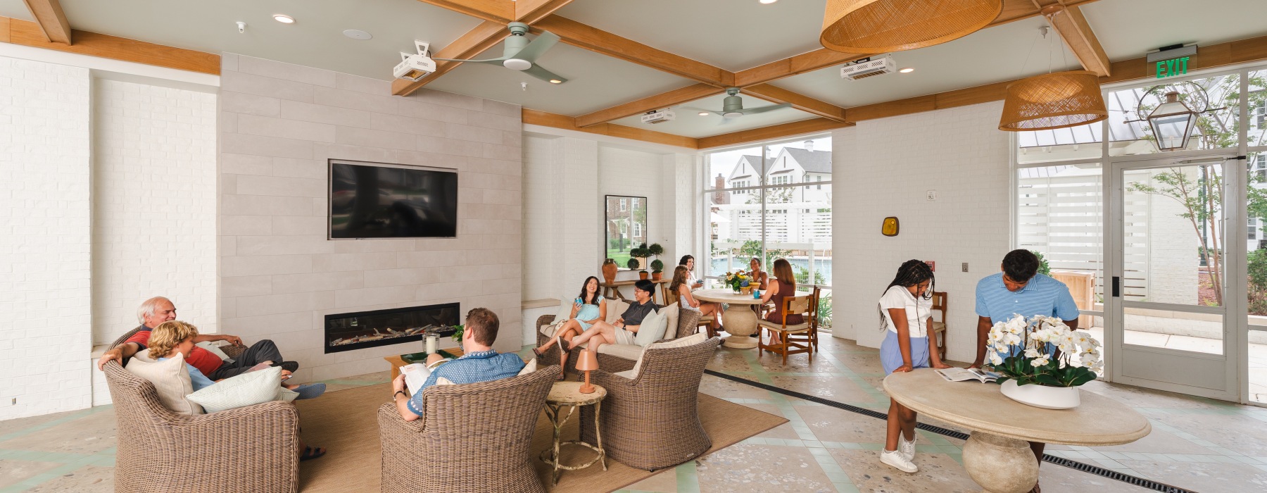 Residents enjoying the screened in porch